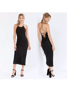 Urban Outfitters Lace-Up Satin Midi Dress free people revolve Dissh abercrombie